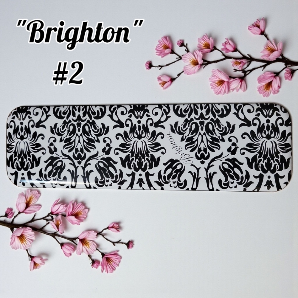 Original Brighton Jewelry Box Metal Oblong Black & White Paisley Print Storage